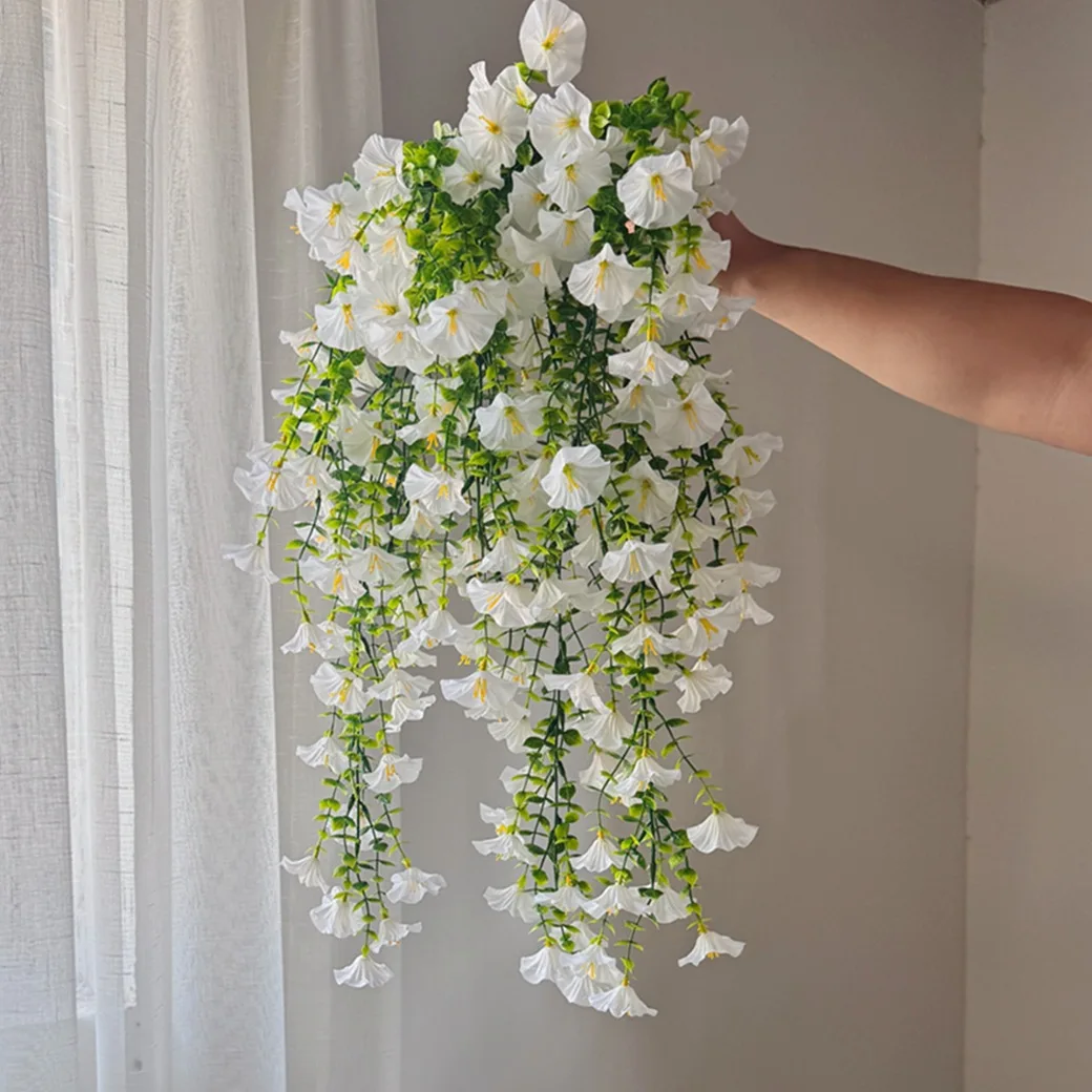 5 Stück künstliche 69-köpfige Trompetenblumen-Girlande, Wanddekoration für Zuhause, Garten, Hochzeit, künstliche Blumen, Rattan, Party- und Eventdekoration – Detail 16