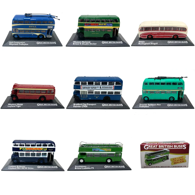 Die-casting 1:76 Scale British Classic Bus Series Alloy Car Toy Simulation Model Collection Ornaments Children\'s Birthday Gift