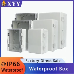 IP66 Waterproof Enclosure Gray/Transparent Cover Power Junction Box ABS Plastic Hinge Outdoor Electronic Distribution Box