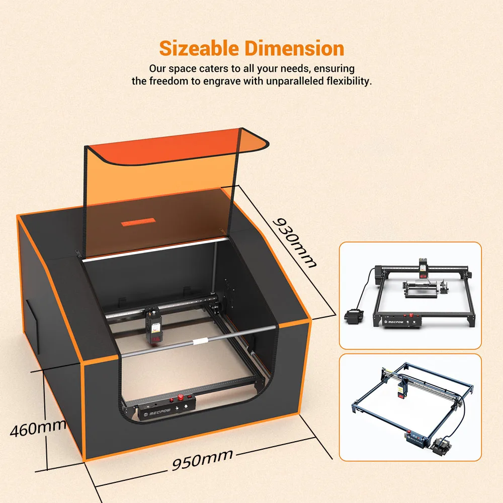 حاوية مقاومة للحريق مع مروحة لسيارات Mecpow ، c2 ، X5 Pro ، Sculpfun ، S30 ، سلسلة الترا ، * من من من من من fay ، رؤية شفافة كريستالية