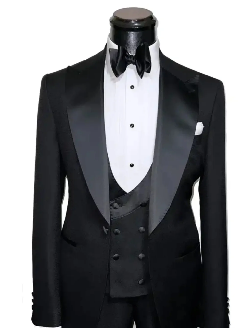 Formal Wedding Tuxedos Peaked Lapel 3 Pcs Jacket Vest Pants Men Suit Fashion One Button Grooms Evening Blazers Customized
