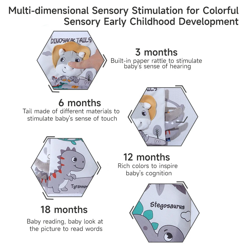 Livro sensorial montessori para bebê, livro macio com toque 3d, tecido de alto contraste, presente para crianças de 0 a 12 meses