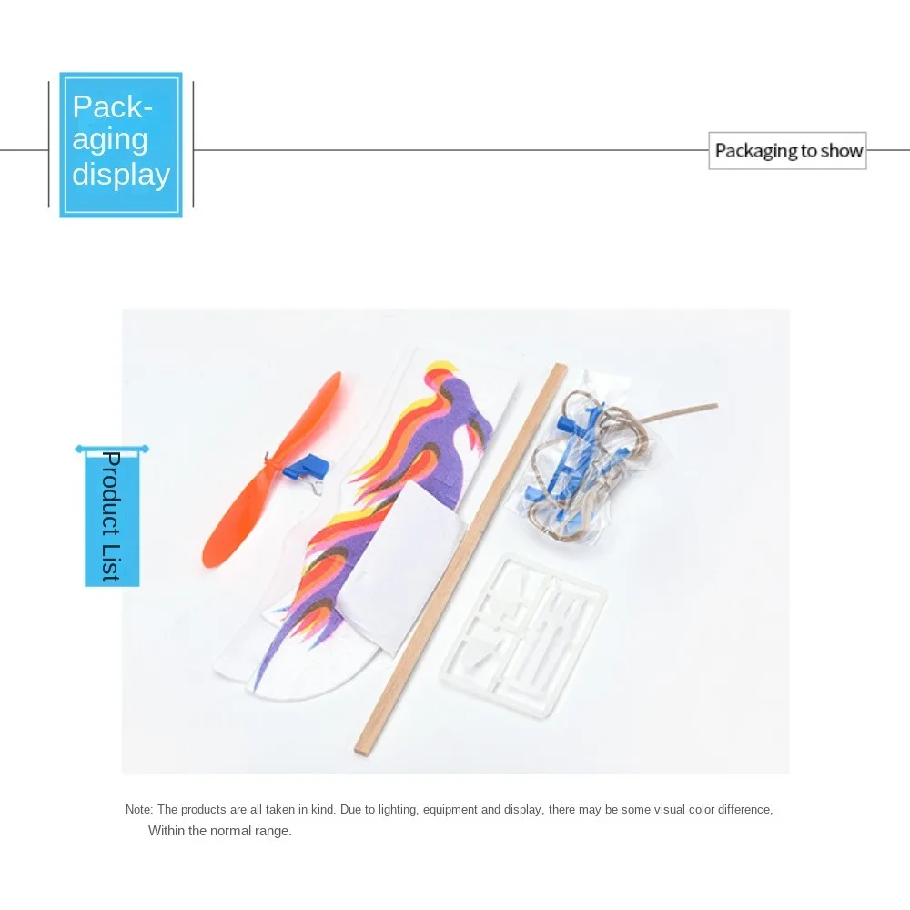 Elastic DIY Flying Glider Assembly Airplane Glider Model Hand Throw Rubber Band Powered Flying Plane Model Children