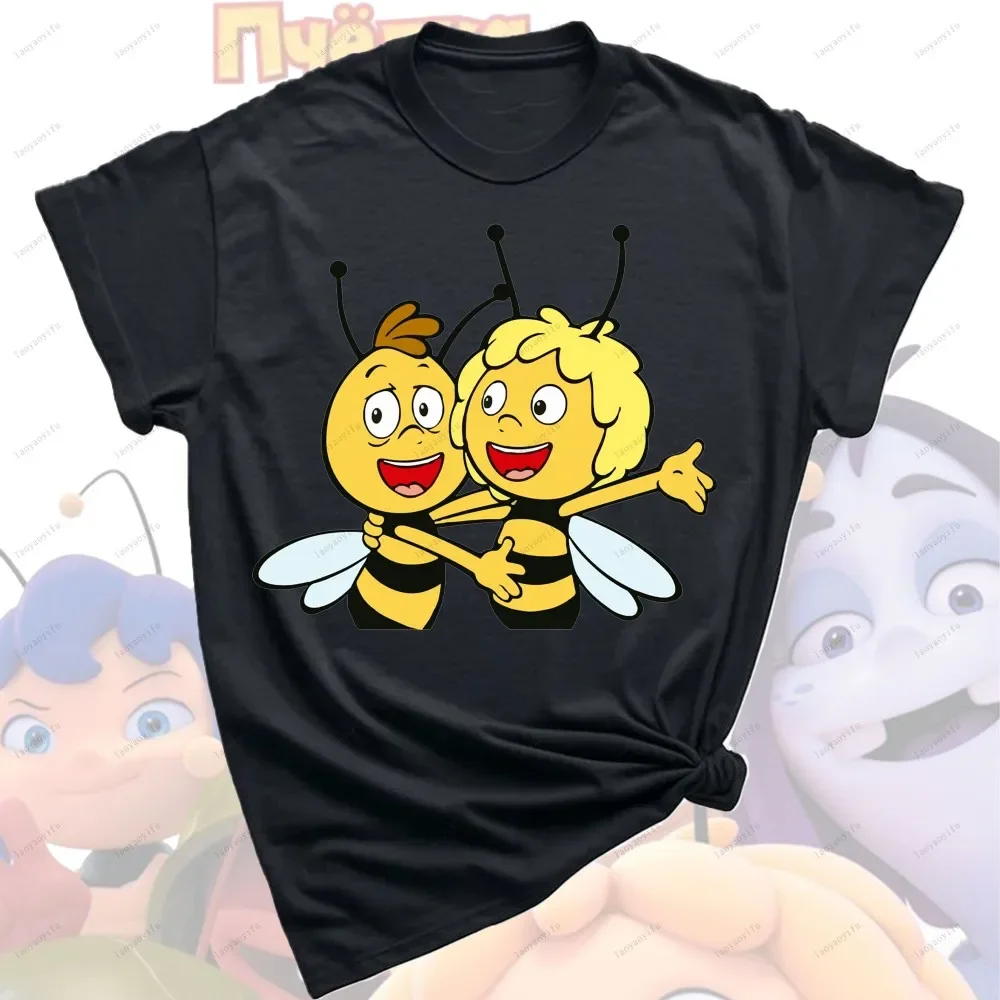 Maya Bee Happy T-Shirt Cute Clothes Street Wear Anime Tshirt Summer Top Shirts Men Summer Breathable Camisetas Cotton Tops