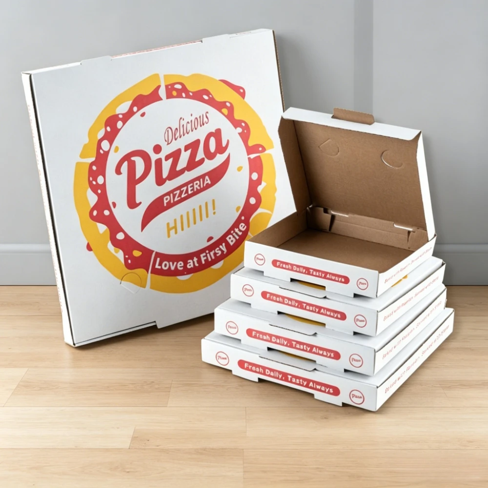 Three Layer Thickened Corrugated Paper Takeout Insulated Disposable Packaging Kraft Paper Pizza Box Food-grade Material 10pcs