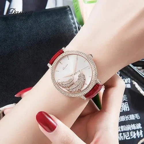 ¡Oferta! Davena-Reloj de cristal para mujer, pulsera de cuero, sin caja, para regalo