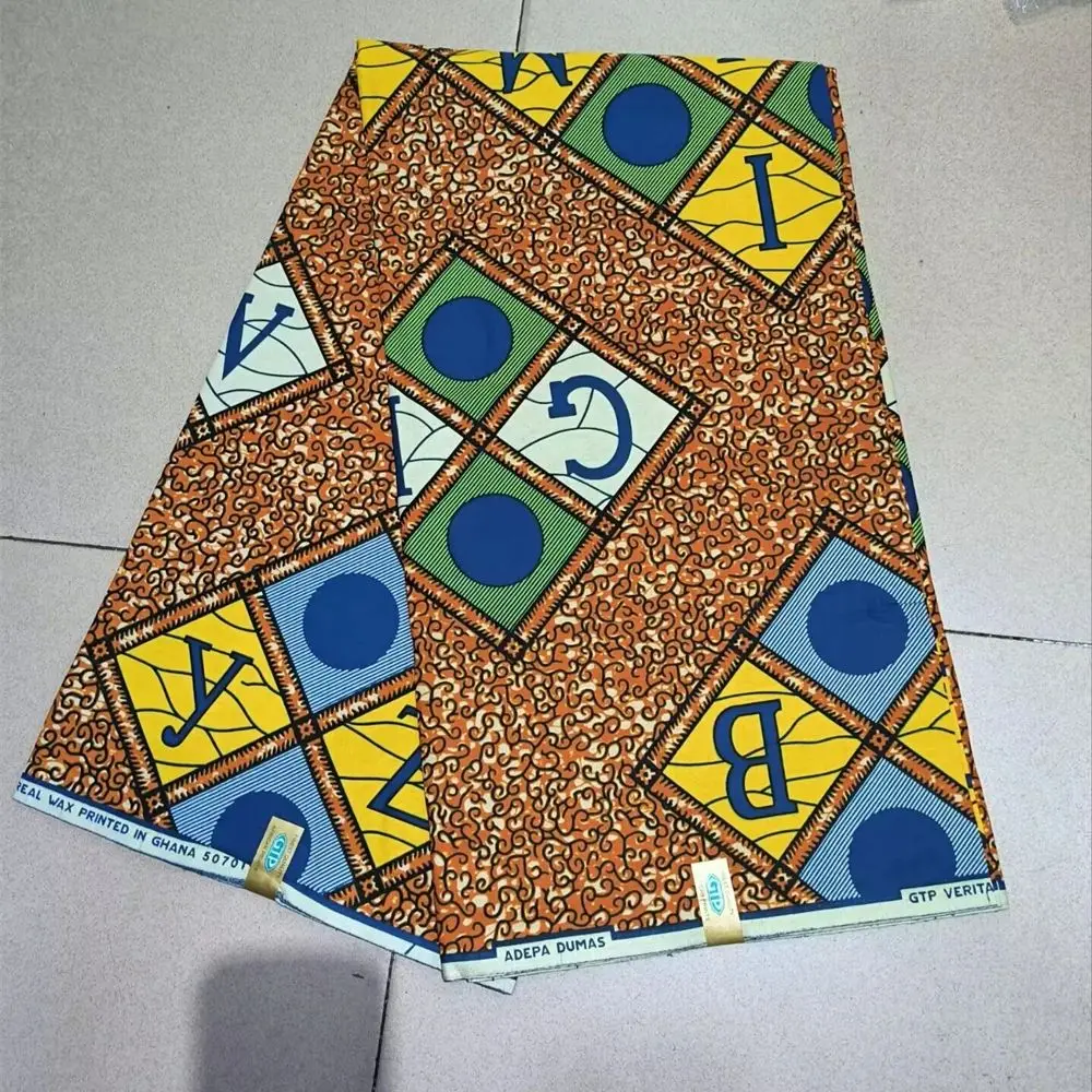 

Настоящая восковая печать, африканский воск, 100% хлопок, воск, высококачественная восковая ткань с принтом для женщин, платье, 6 ярдов