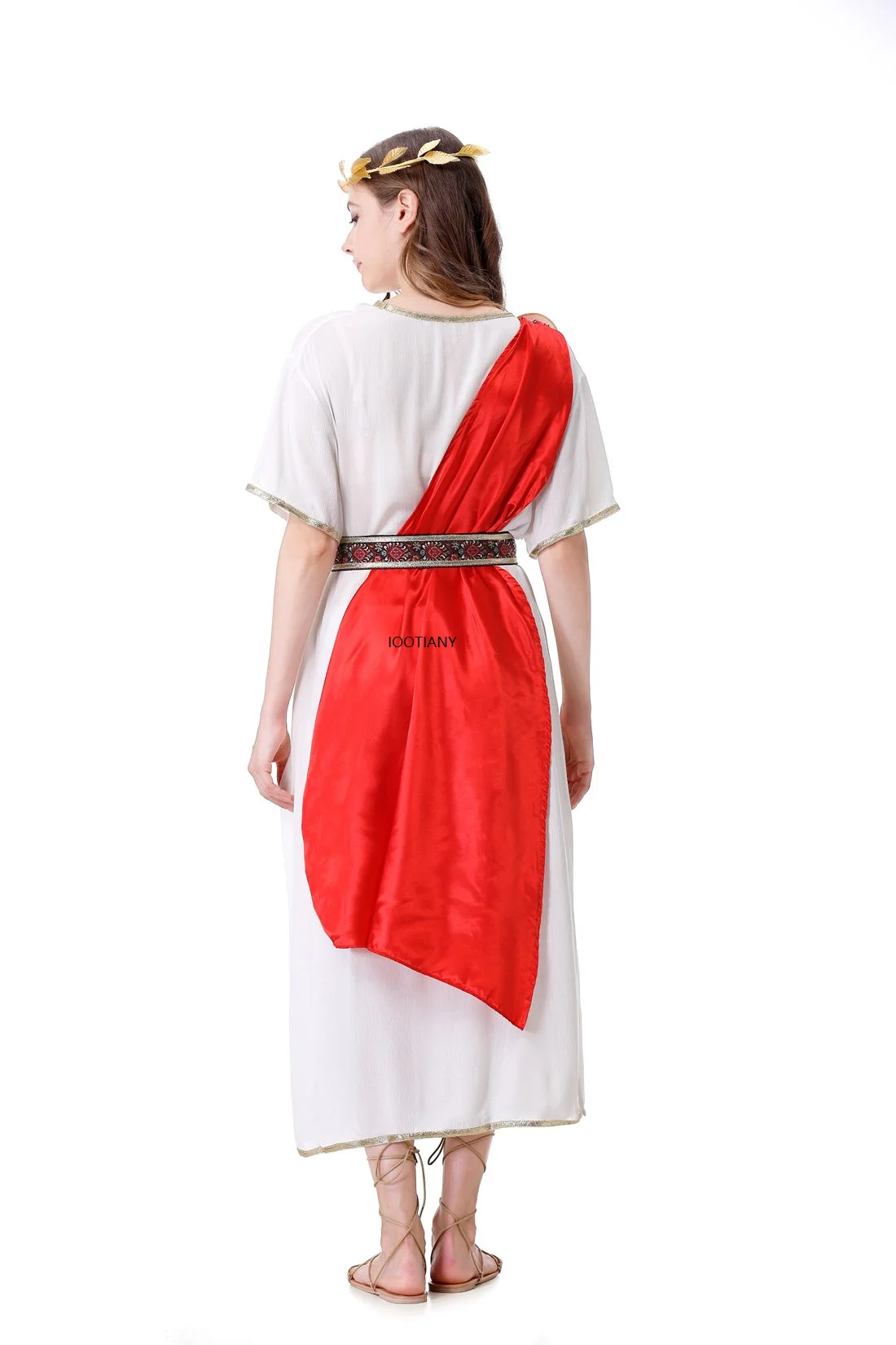 Halloween Ancient Greek Roman Royal Aristocrat Cosplay Costume Adult Ancient Egyptian God Dress With Red Shawl Medieval Rave Set