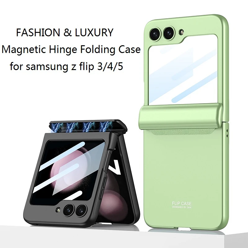 

Ultra Thin Magnetic Hinge Protective Case for Samsung Z Flip 3 4 5 Case Solid Color Z Flip3 Flip4 Shell for Galaxy Z Flip5 Case