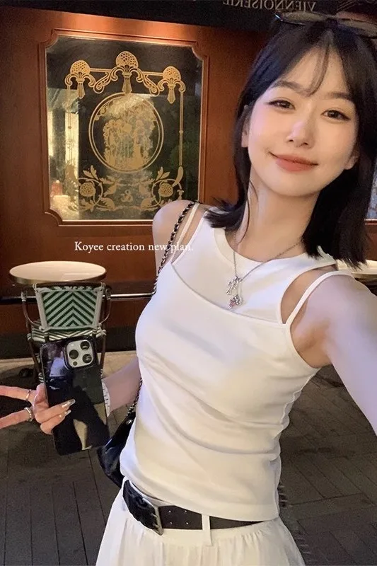 

Tanks Camis Womens Ins Aesthetic Sweet Polka Dot Cropped Tank Top Slim Fit Sleeveless Adjustable Straps For Instagram Summer