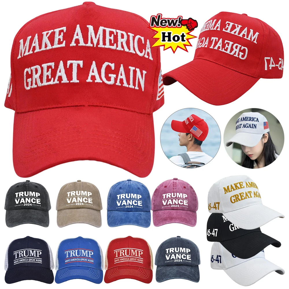 2024 Donald Trump Cap Make America Great Again Trump Baseball Cap  Red White Adjustable Embroidered American USA Flag Cap