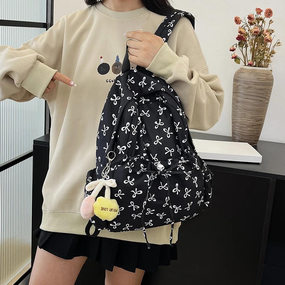 Para as mulheres arco impressão mochila multifuncional saco de escola náilon multi bolsos bolsa de ombro mochila para viagens trabalho escola