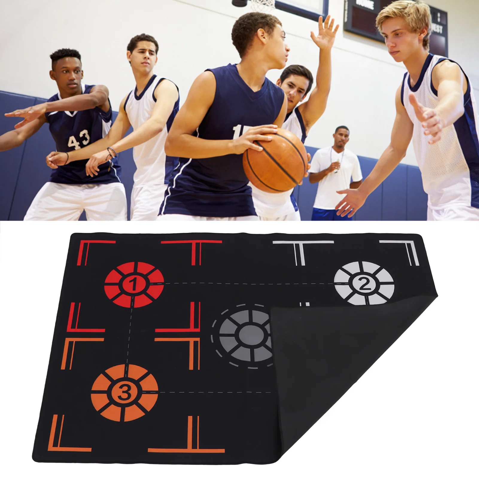 

Basketball Footstep Training Mat Non Slip Dribble Silent Sports Auxiliary Props 76x106.7x0.2cm Dribble Control Footstep Mat