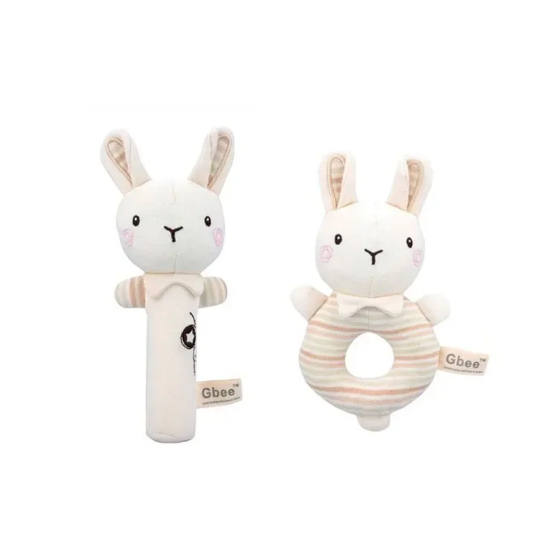 Brinquedo de algodão para bebês chocalho de mão orgânico bebê brinquedo calmante chocalho infantil