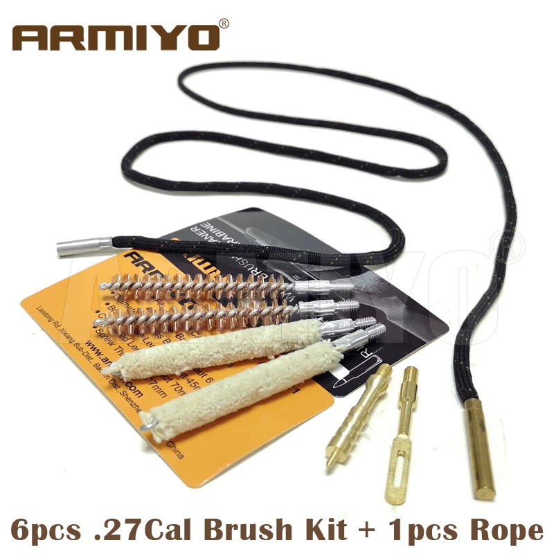 Armiyo.22Cal 5,56mm Pipeline Carbon Deposits Reinigung Pinsel Kit Tupfer Messing Patch Puller Halter Mit Seil Jagd Zubehör – Detail 6