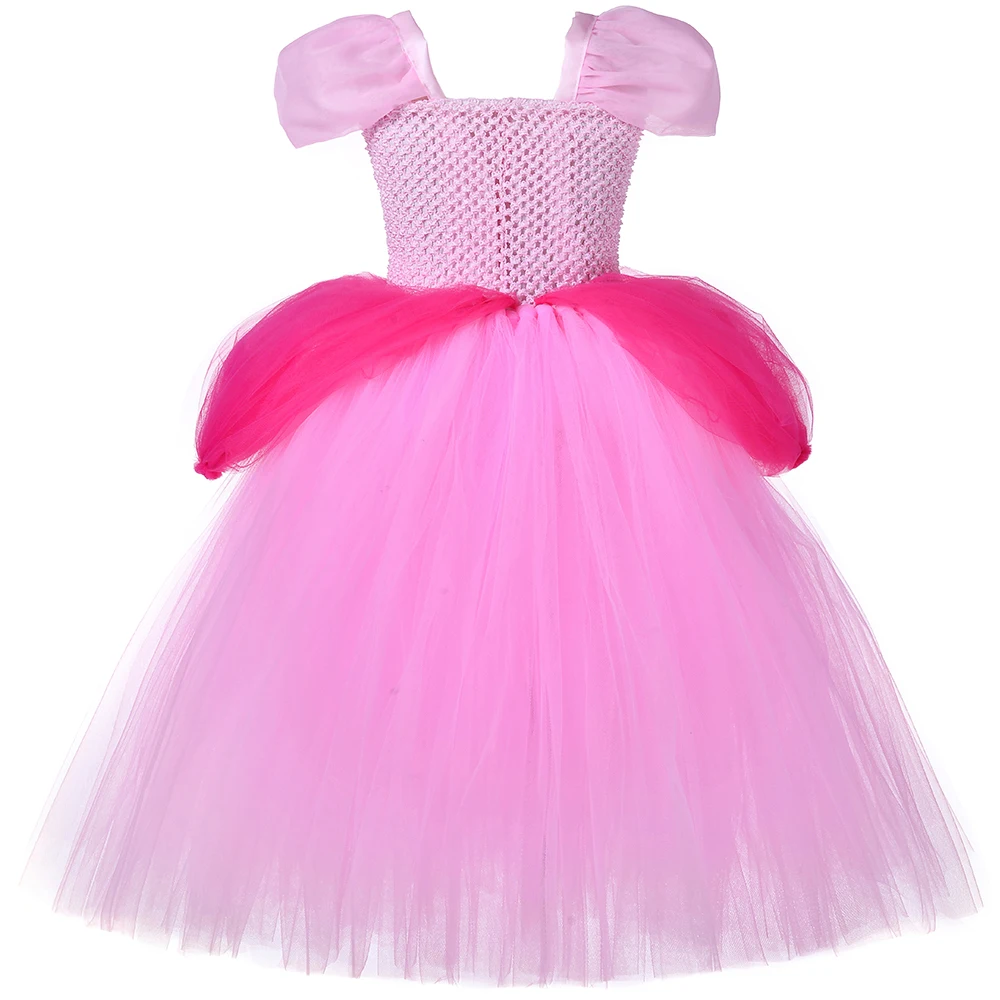 

Костюм принцессы Пич, розовое платье-пачка Super Brother Princess для девочек, бальное платье на день рождения, платье для малышей на Хэллоуин