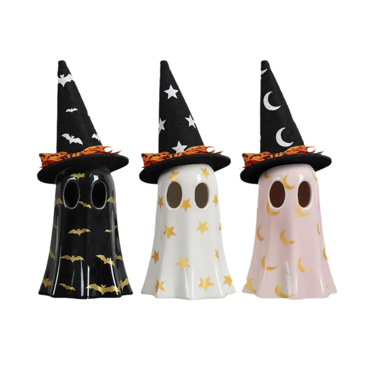 

3PCS Ghost Halloween Decor Halloween Ghost Decorations Indoor Ghost Decor with Witch Hat for Fall Halloween Home Decor