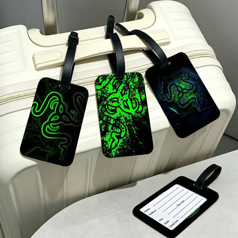Gaming Peripherals Brand R-Razer Flexible PVC Anti lost Baggage Name Tag Information Card Holder For All Types Travel Bags