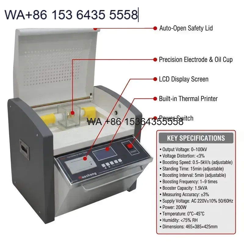 Wmwmnu for Huazheng Auto Oil Bdv Tester Apparatus Transformer Insulation Oil Analyzer Dielectric Oil Testing Equipment