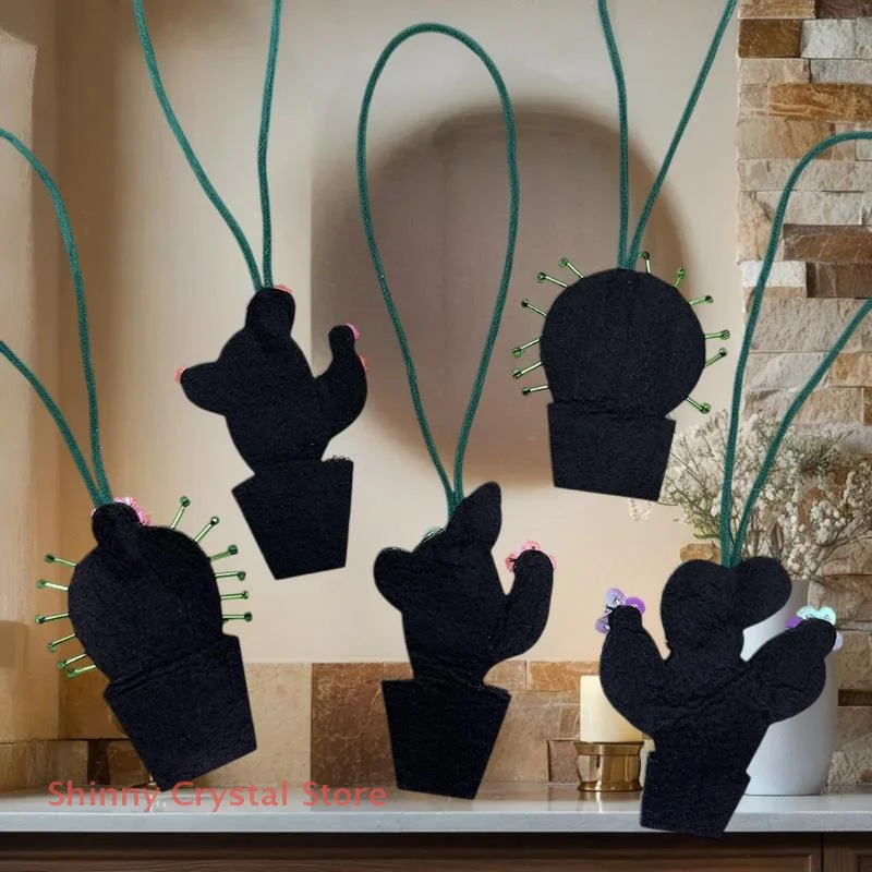 ثلاثية الأبعاد اليدوية حجر الراين مطرز الصبار بوعاء النبات مطرز حبل معلق بقع كريستال حقيبة الحبل التصحيح الديكور زين التصحيح