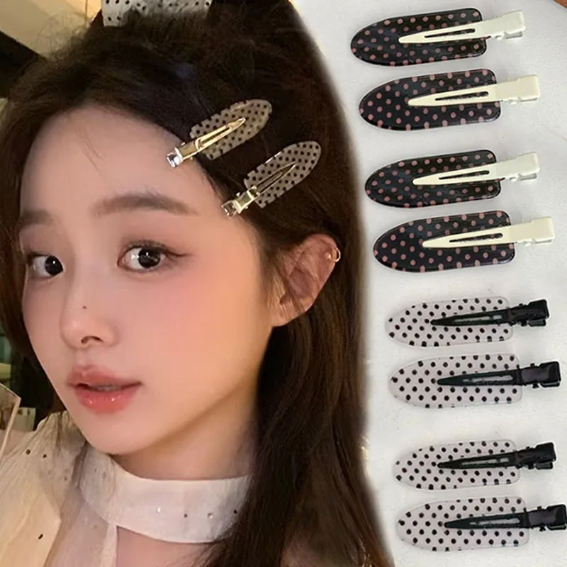 

Акриловые заколки для волос в горошек, черно-белые минималистичные милые заколки с челкой, боковая заколка для ежедневной вечеринки, милые аксессуары для укладки волос