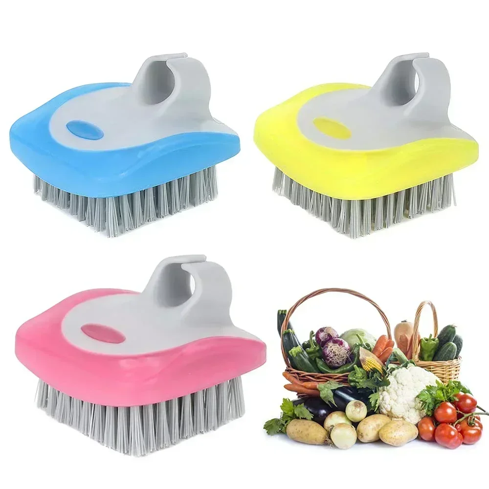 1/3PCS Vegetable Cleaning Brush Vegetable Brush Scrubber for Food  Mushroom Brush Fruit and Veggie Scrubber with Ring Cleaning