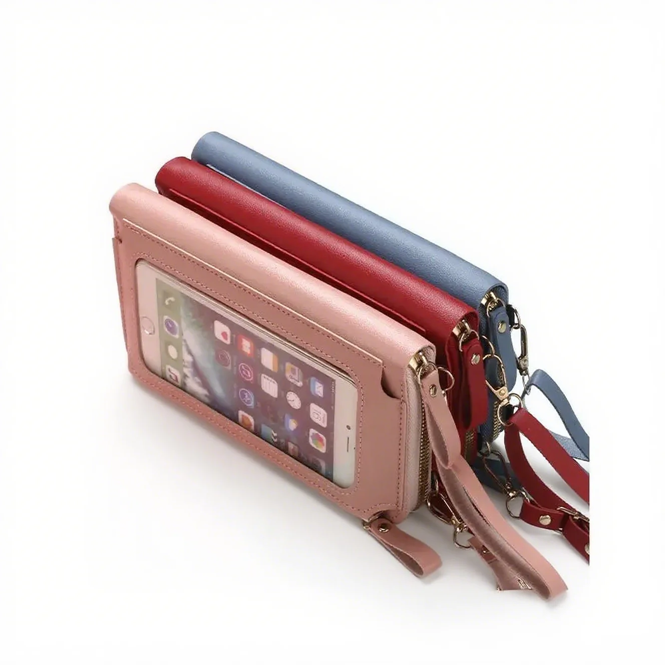 Bolso bandolera elegante multicolor para teléfono El bolso bandolera minimalista para teléfono: una cartera todo en uno lista para pantalla táctil y una bolsa para llaves.
