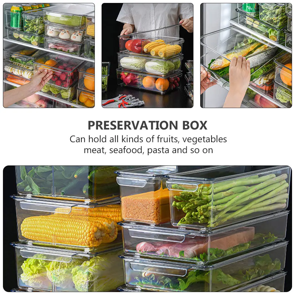 

1Pcs Food Preservation Box Transparent Sealed Storage Container for Refrigerator Moisture Proof Fruit Vegetable Bread Storage