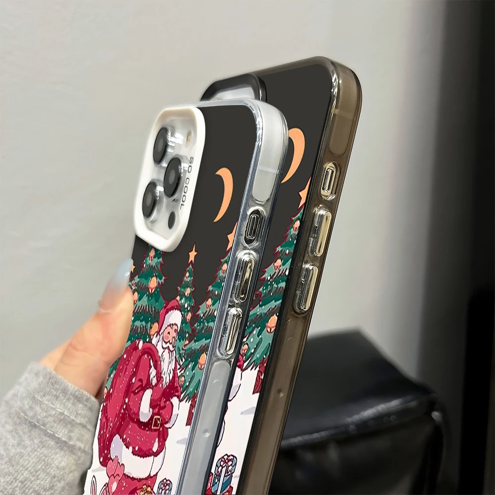 Santa Claus Christmas Fashion Cartoon Phone Case for iPhone 16 12 13 14 15 11 Max Pro Plus Laser IMD Color Shell image 5