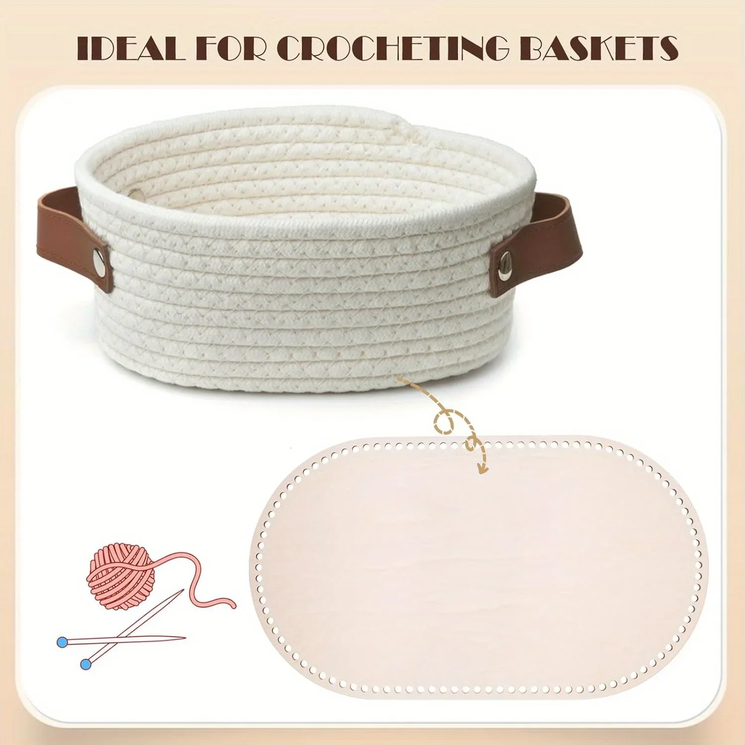 Large Moses Basket Wooden Base, Wooden Crochet Basket Base,Oval Knitting Base, Wooden Base Shaper for Crochet or Knitting Crafts view 6