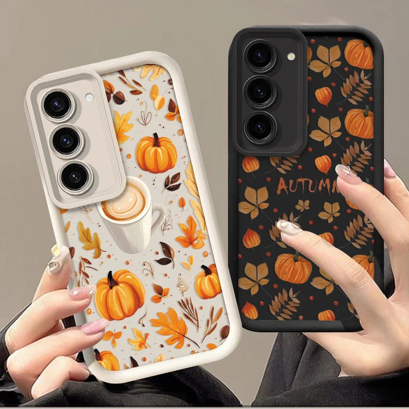 Autumn Coffee Pumpkin Case For Samsung Galaxy A73 A56 A55A A54 A53 A52 A52S A51 A50 A36 A34 A32 A31 A30 A24 A14 A13 A04 Cover