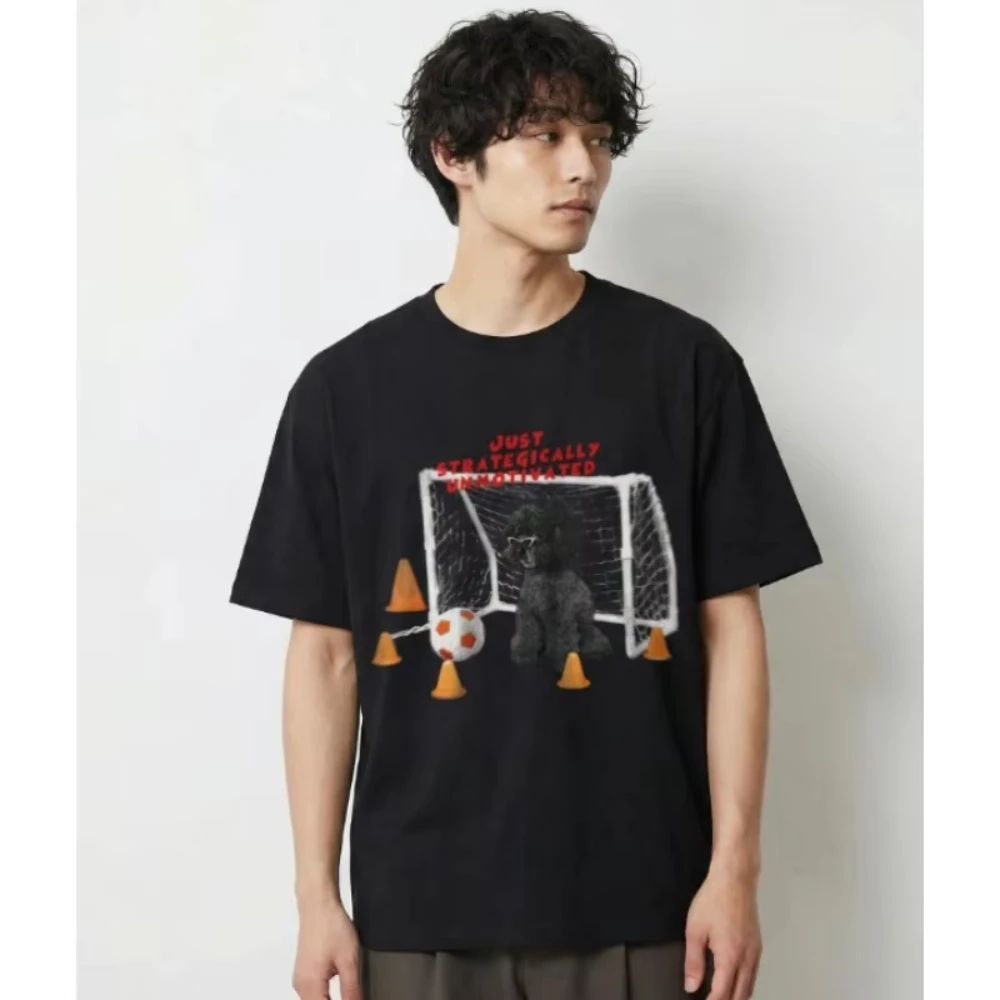 Cute Funny Dog Graphic Short-sleeved T-shirt Just Strategically Unmotivated Meme Tee Casual Fashion Top for Dog Lovers Versatile