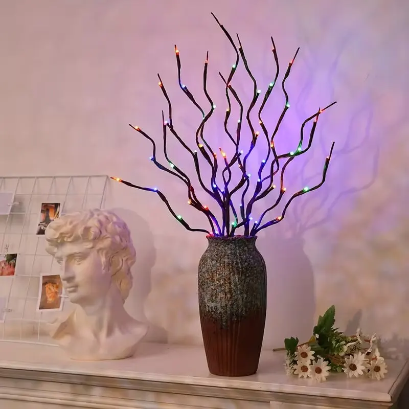 Luzes de ramo de cerejeira com 20 LEDs, 1/2 peças, para decoração de casa, interior e exterior, lâmpada romântica alimentada por bateria, luzes de mes