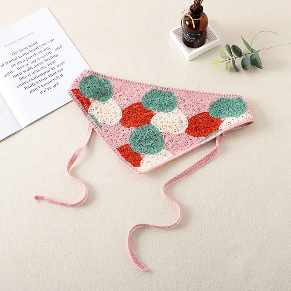 

Милый французский пасторальный стиль вязаный крючком платок ручной работы полый вязаный треугольный шарф повязка для волос