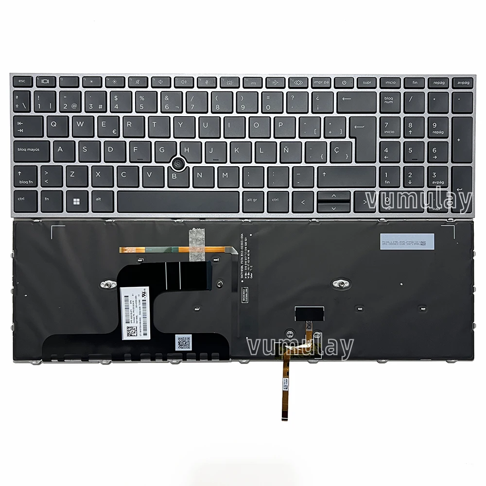 es-スペイン語バックライト付きキーボード-hp-zbook-fury-17-g7、zbook-fury-17-g8、m20128-071-sn7195bl-sg-a3200-2ea用