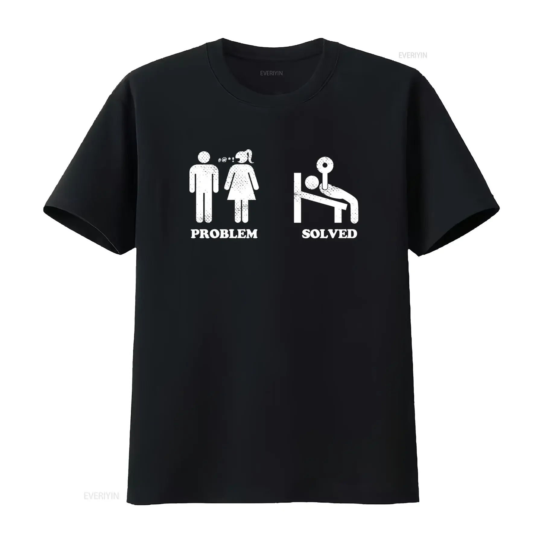 Problem Solved Gym Fitness Bodybuilding Training T-Shirt im Vintage-Stil, gewaschen, dehnbar, Unisex-Oberteil für den Alltag