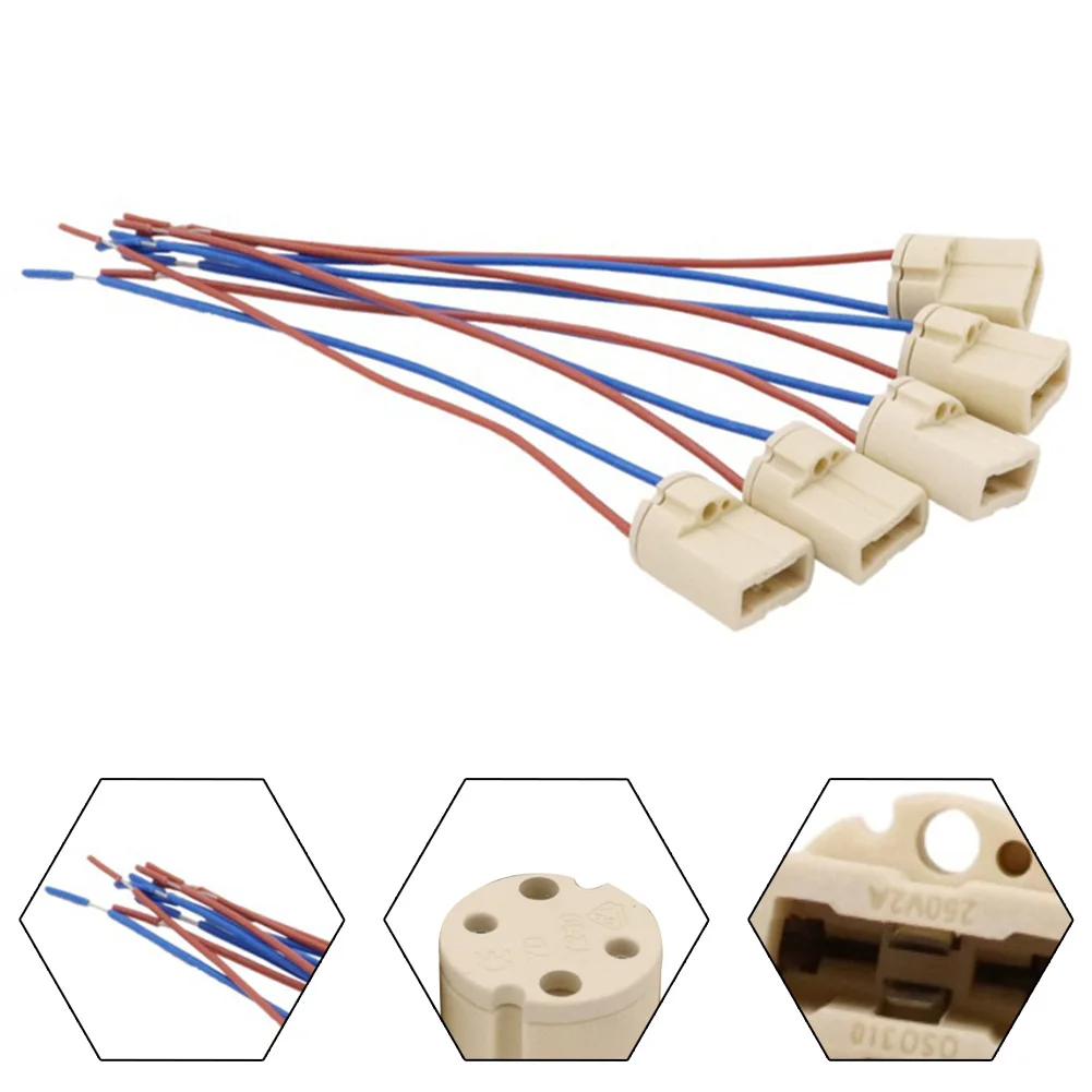 5Pcs G9 Lamp Holder Socket With Cable For Halogen LED Bulbs Max 500W 250V 2A Ceramic Light Bases Lighting Accessories