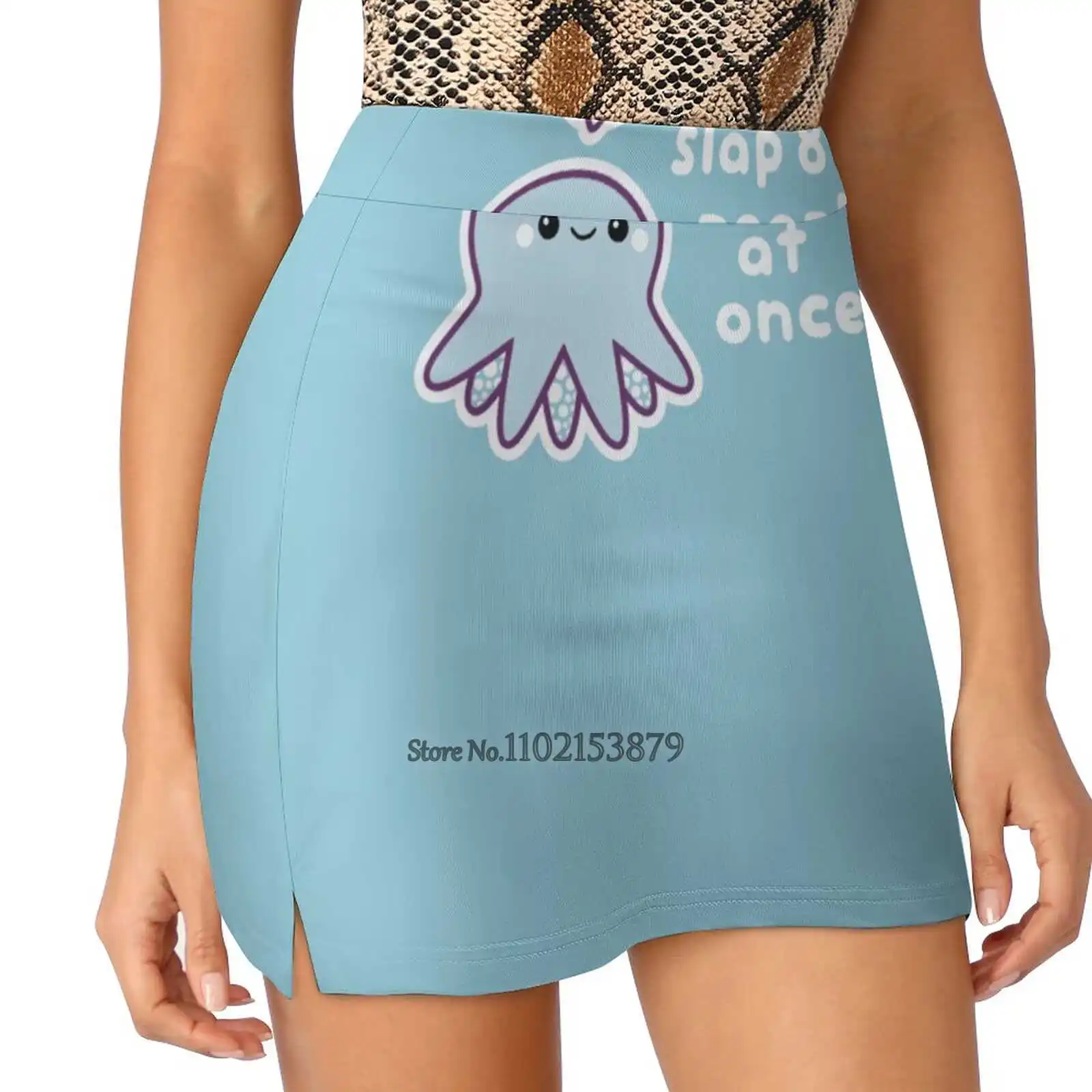 Funny Slapping Octopus New Women Skirts Double-Layer Printed Short Dress Mini Sport Skirt Marine Aquatic Life Animal Animals