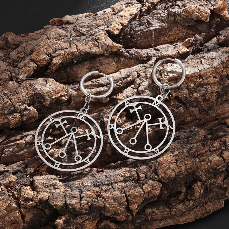 Stainless Steel Goth Devil Manifesto Symbol Hypoallergenic Earrings for Men Women Punk Trend Jewelry Gifts