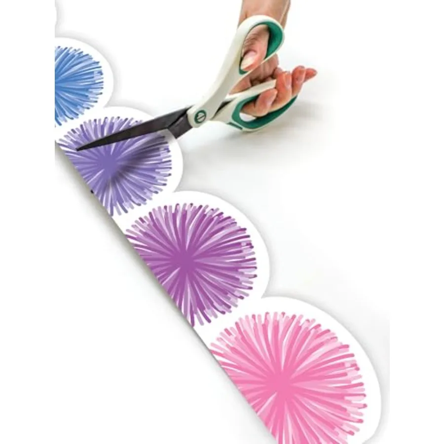 Teacher Created Resources Colorful Poms Scalloped Die-Cut Rolled Border Trim - 50ft - Decorate Bulletin Boards, Walls, Desks, W view 3