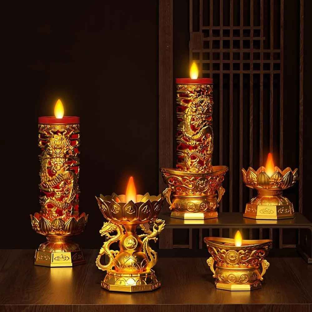 Lotus LED Candle With Flickering Flame, USB Electronic Candlelight For Home Temple Buddha Altar & Worship,Religious Items,