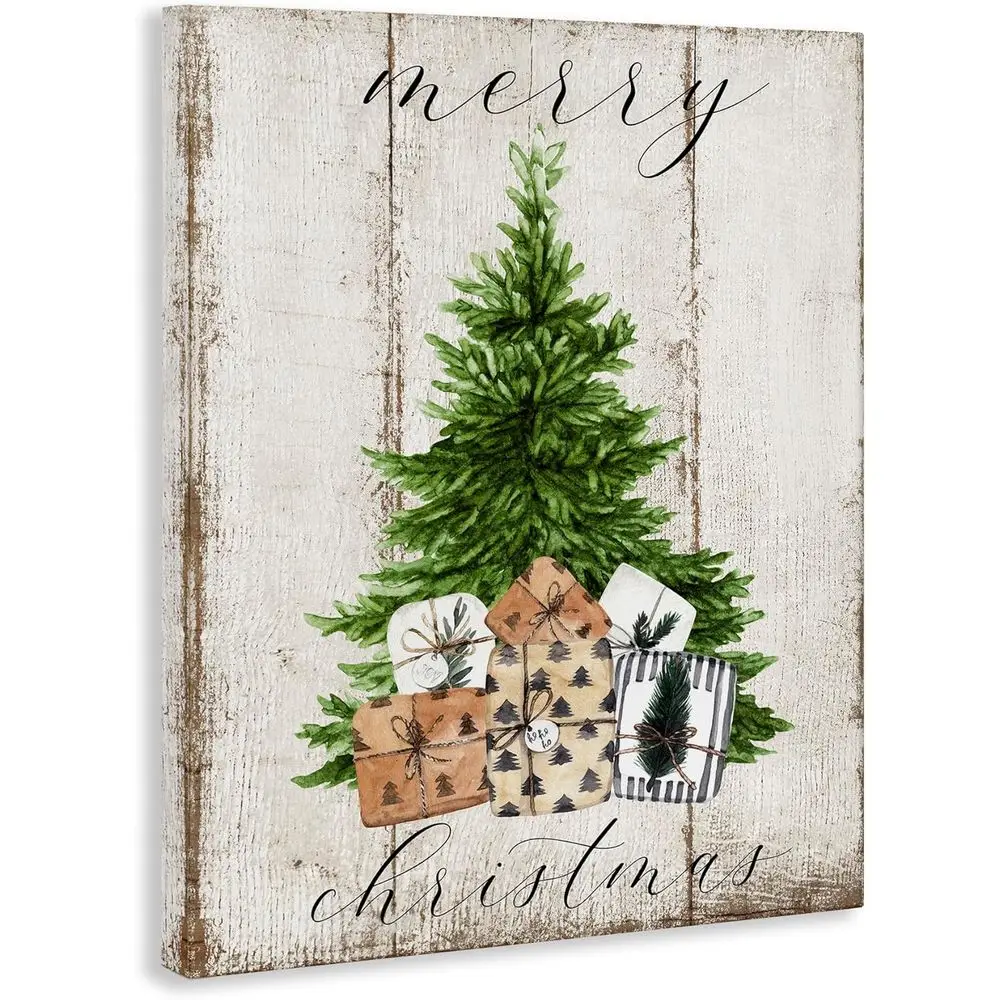 Rustic Distressed 24x30 Christmas Tree Art by Deborah Brown on Canvas