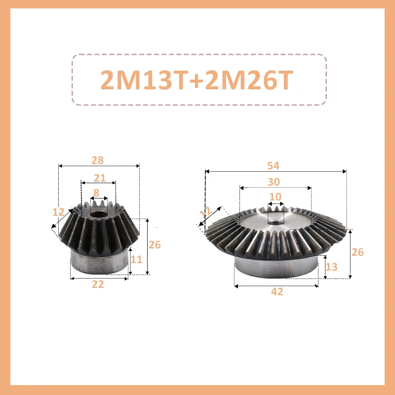 1 Pair Of 90-Degree Transmission Bevel Gears 1M15T+30T 2M12T+24T/13T+26T/15T+30T Or 3M12T+24T Process Hole Bevel Gear Ratio 1:2
