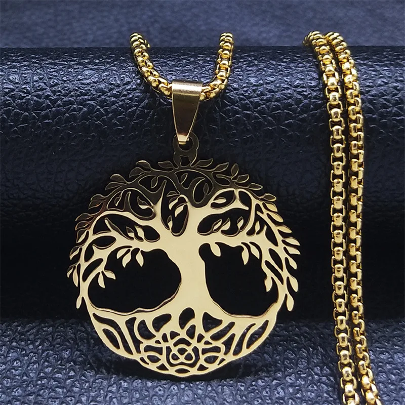 Hot selling new hip hop style high quality stainless steel tree of life pendant necklace for men and women