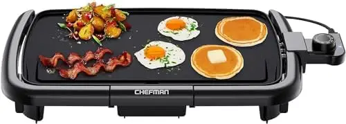

Chefman Electric Griddle – 10x16" Nonstick Flat Top Grill with Removable Temp Control & Drip Tray