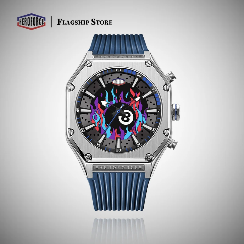 Montre homme HEROFORCE, nouvelle montre rétro à double face avec flamme lumineuse, marque de luxe originale, étanche, cadeau d'anniversaire tendance pour homme