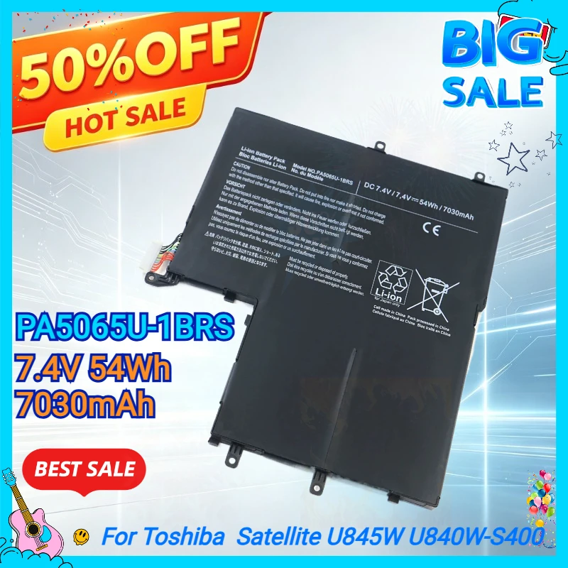 PA5065U-1BRS 7.4V 54Wh 7030mAh Replacement Laptop Battery for Toshiba Satellite U845W U840W U840W-S400 PA5065U G71C000EH110