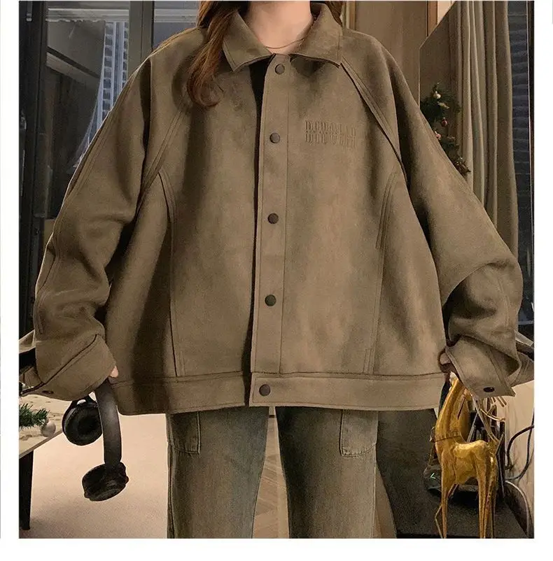 Bomber Jackets Womens Jacket Zipper Autumn Multi-Functional Multi-Pockets Patches Spliced Split Slouchy Baggy Loose-Fitting Wide