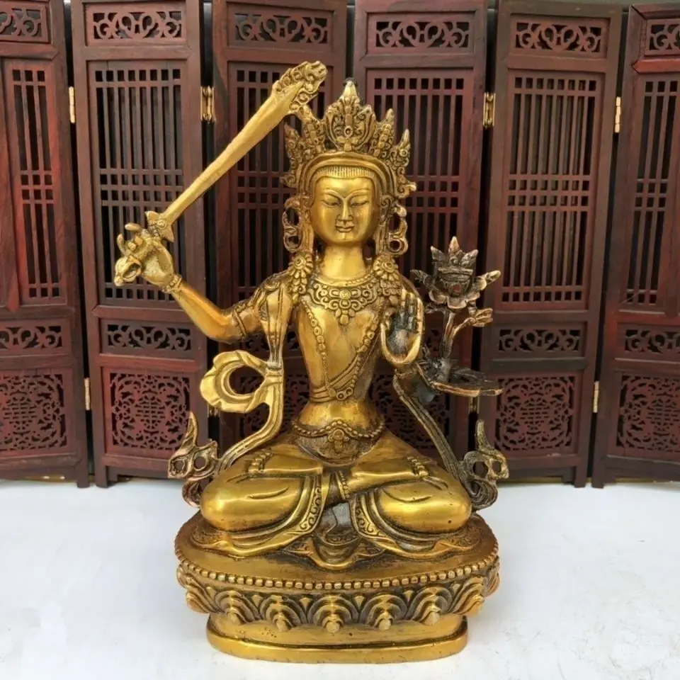 

Buddhism Gilt Buddha Manjushri Bodhisattva Bronze Statue Tara