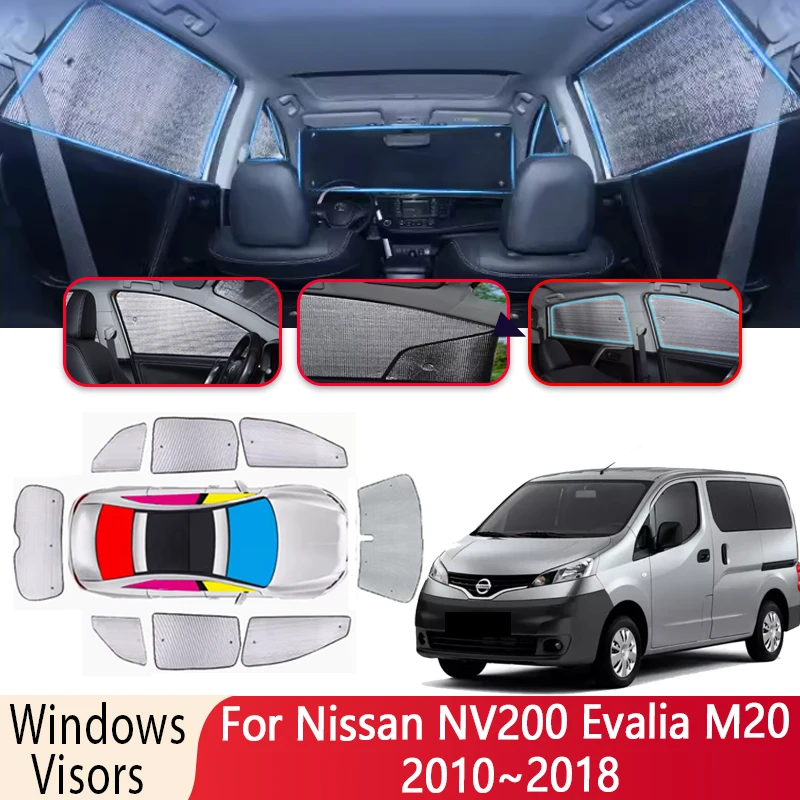 8X Sun Shade For Nissan NV200 Evalia M20 2010~2018 2014 2015 Car Windshield Sunshade Heat Insulation Auto Sun Visor Accessories